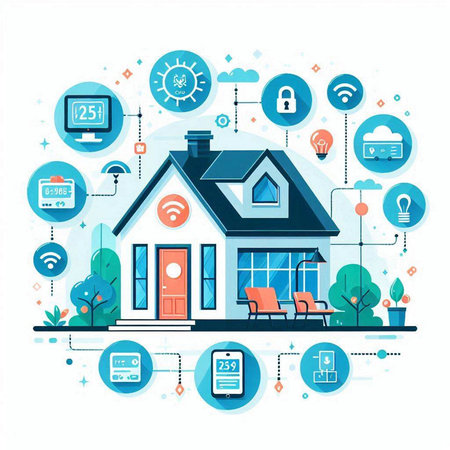 Smart home concept. Smart house and internet of things icons. Vector illustrationのイラスト素材