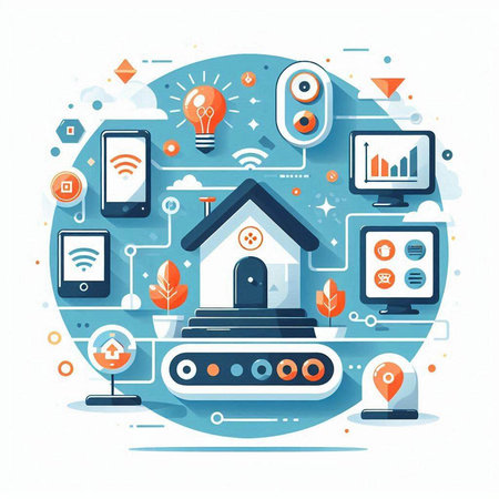 Smart home and internet of things concept. Modern flat vector illustration.のイラスト素材
