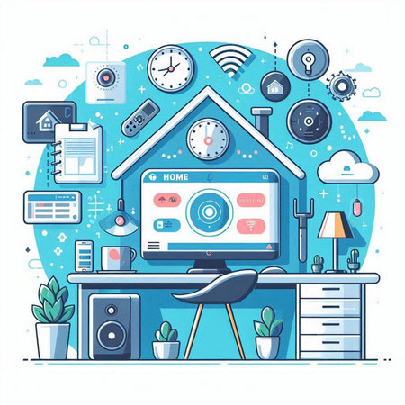 Flat design modern vector illustration concept of remote work from home.のイラスト素材
