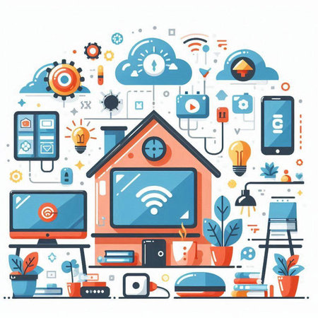 Modern flat design vector illustration concept of smart home and internet of things.のイラスト素材