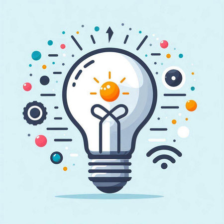 Light bulb icon. Vector illustration in flat linear style. Idea concept.のイラスト素材