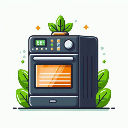 Vector illustration of a modern electric oven in flat style on white background.のイラスト素材