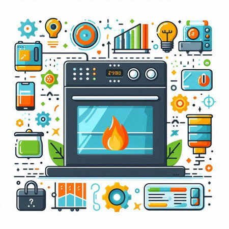 Flat design vector illustration concept of electric stove. Modern technology and household appliances.のイラスト素材