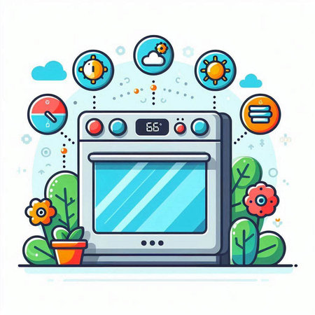Flat design modern vector illustration concept of home appliances, household appliances and electronics.のイラスト素材