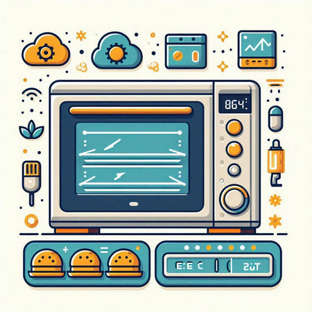 Home appliances. Microwave oven in flat style. Vector illustration.のイラスト素材