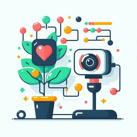Flat design modern vector illustration concept of video blogging, social media, digital marketing, content management, online advertising and social media.のイラスト素材