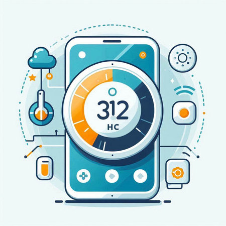Smartphone with clock icon. Vector illustration in flat design style.のイラスト素材