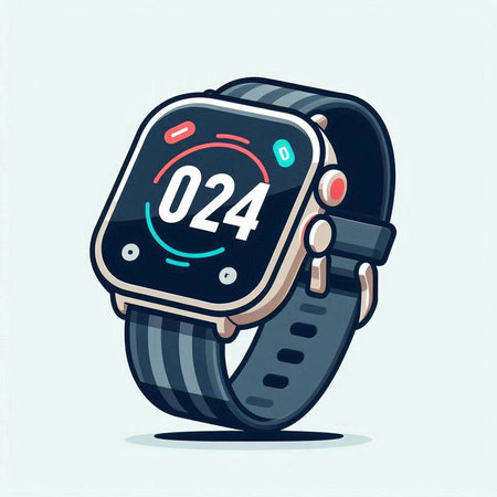 Smart watch with app icon. Vector illustration in flat cartoon style.のイラスト素材