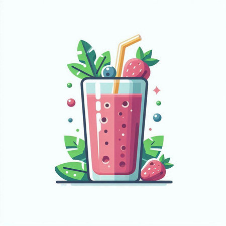 Fruit smoothie in a glass with a straw. Vector illustration.のイラスト素材