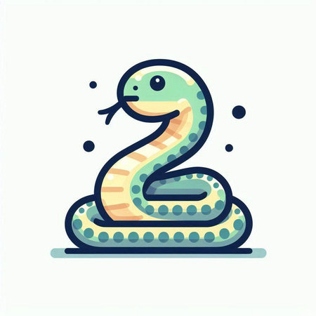 Cute cartoon snake. Vector illustration. Isolated on white background.のイラスト素材