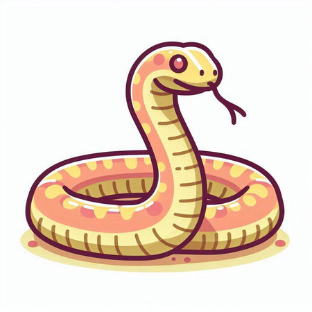 Cute cartoon snake. Vector illustration isolated on a white background.のイラスト素材