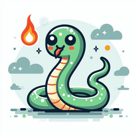 Cute cartoon snake. Vector illustration isolated on a white background.のイラスト素材
