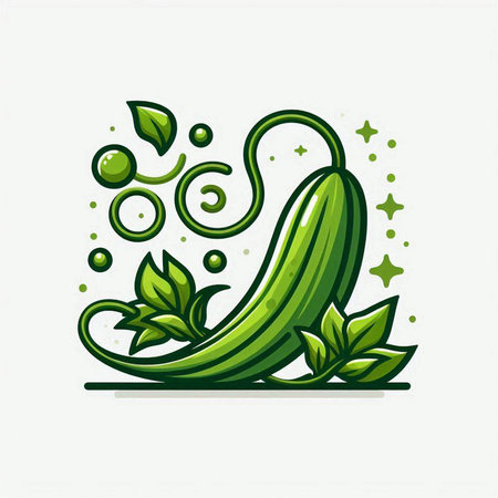 Cucumber with green leaves. Vector illustration on white background.のイラスト素材