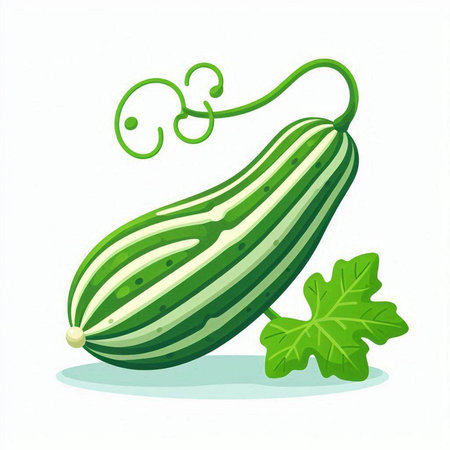 Fresh zucchini isolated on white background. Vector cartoon illustration.のイラスト素材
