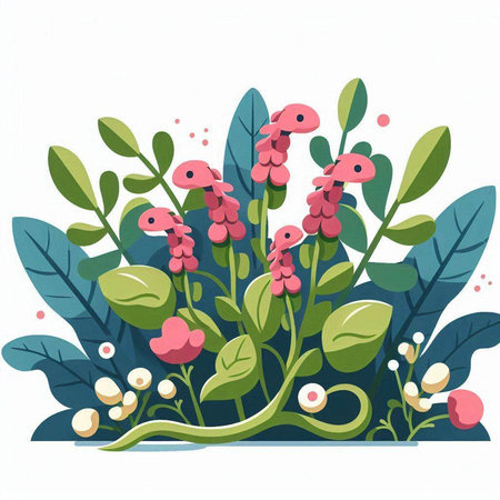 Floral background with flowers and leaves. Hand drawn vector illustration.のイラスト素材