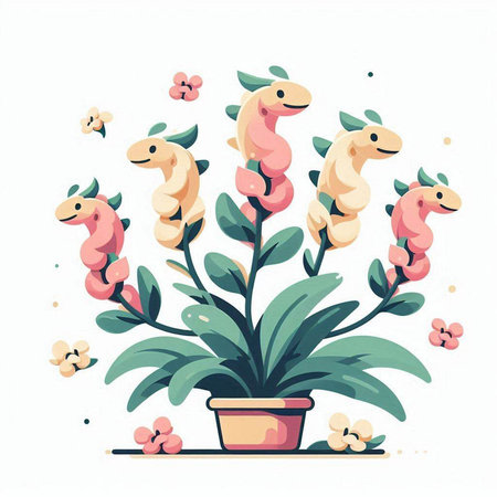 Cute hand drawn vector illustration in cartoon style. Flowers in a pot.のイラスト素材