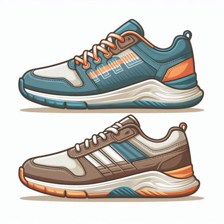 Sneakers. Vector illustration isolated on white background. Cartoon style.のイラスト素材