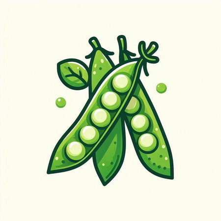 Peas. Vector illustration. Isolated on a white background.のイラスト素材