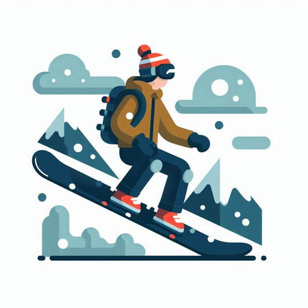 Snowboarder. Vector illustration in flat style. Winter holidays.のイラスト素材