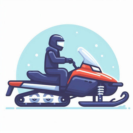 Snowmobile icon. Vector illustration of a snowmobile on a white background.のイラスト素材