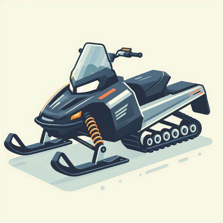 Snowmobile. Cartoon vector illustration of a snowmobile on a white background.のイラスト素材