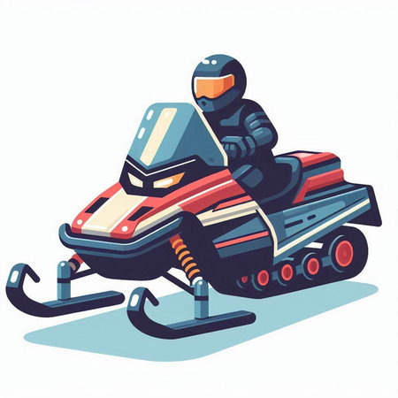 Cartoon snowmobile isolated on a white background. Vector illustration.のイラスト素材