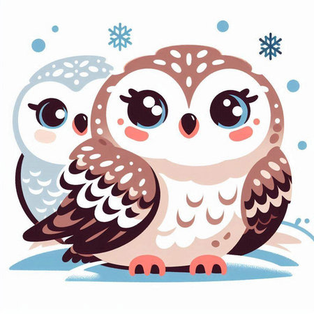 Two cute owls on a white background. Vector illustration for your designのイラスト素材