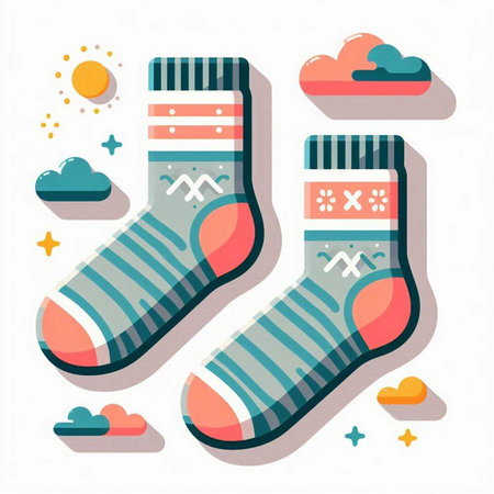 Pair of socks. Vector illustration in flat design style. Colorful socks.のイラスト素材