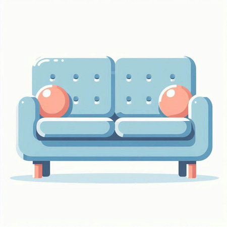 Sofa flat vector illustration. Furniture for living room or office.のイラスト素材