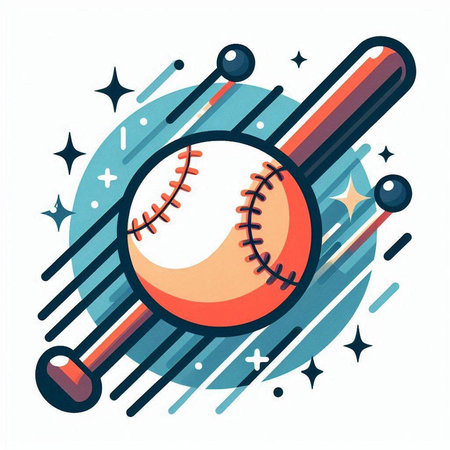 Baseball ball and bat on a white background. Vector illustration.のイラスト素材