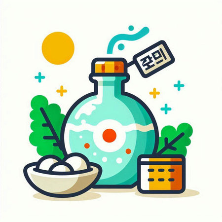 Soy sauce in a bottle. Japanese food. Vector illustration.のイラスト素材