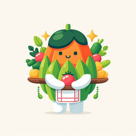 Cute kawaii vegetable character. Vector illustration in flat styleのイラスト素材