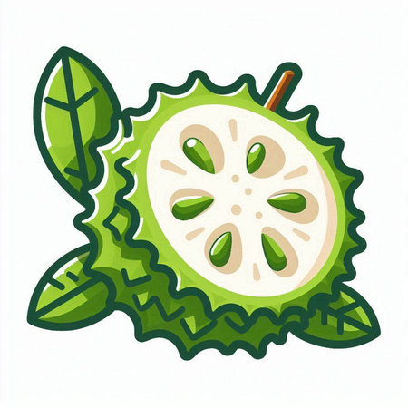 Soursop fruit isolated on a white background. Vector illustration.のイラスト素材
