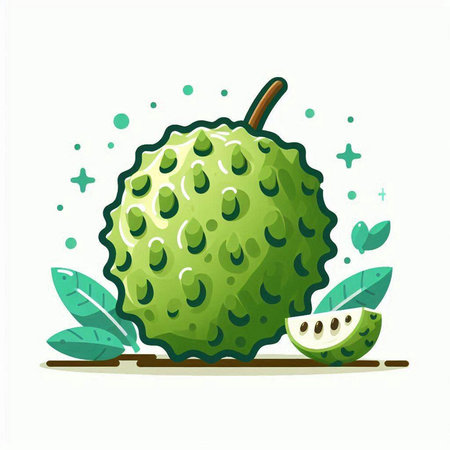 Cute vector illustration of custard apple fruit on white background.のイラスト素材