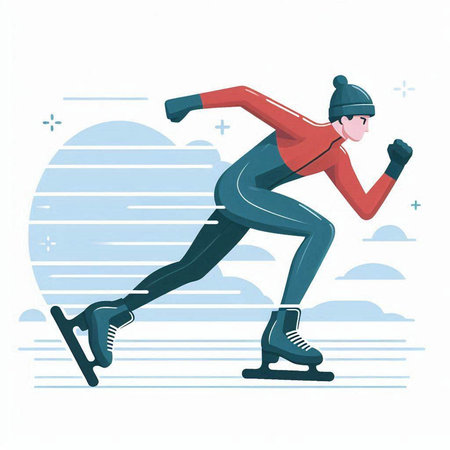 Figure skating woman. Winter sport. Vector illustration in flat style.のイラスト素材