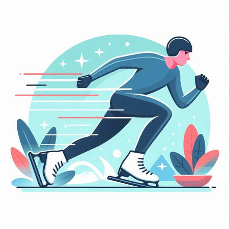 Winter sports, ice skating, vector illustration in flat cartoon style.のイラスト素材