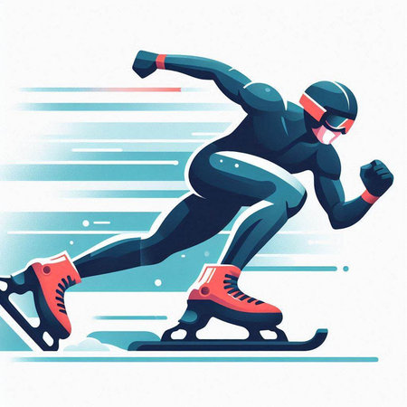 Speed skating, winter sport vector illustration. Athlete on skates.のイラスト素材