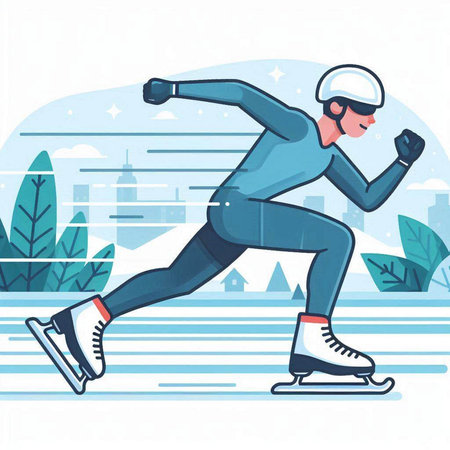 Winter sports. Figure skating. Vector illustration in flat cartoon style.のイラスト素材