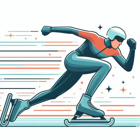 Vector illustration of an ice skater on the ice. Winter sport.のイラスト素材