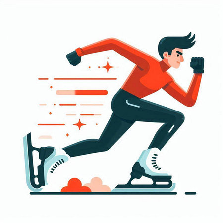 Winter sports. The man goes in for sports. Vector illustration.のイラスト素材