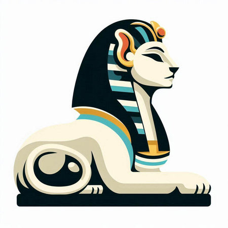 Egyptian lion on white background. Vector illustration. Eps 10.のイラスト素材