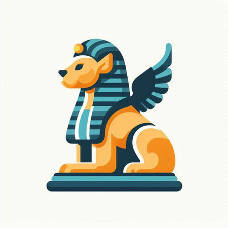 Egyptian lion icon. Symbol of ancient Egypt. Vector illustration.のイラスト素材