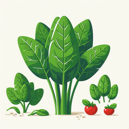 Spinach. Vector illustration of a bunch of spinach leaves.のイラスト素材