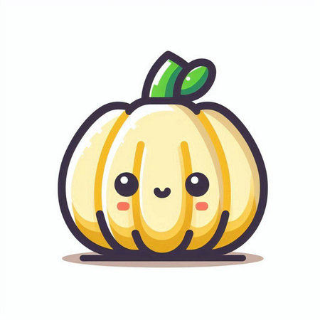 Cute kawaii pumpkin. Vector illustration in cartoon style.のイラスト素材