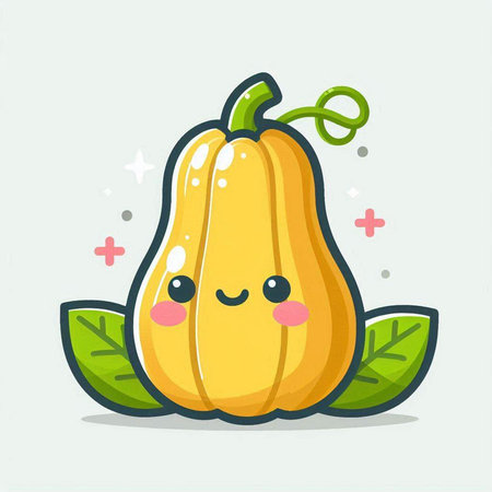 Cute pumpkin character. Cute cartoon vegetable character. Vector illustration.のイラスト素材