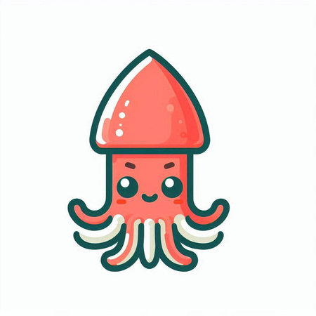 Cute cartoon octopus. Vector illustration isolated on white background.のイラスト素材