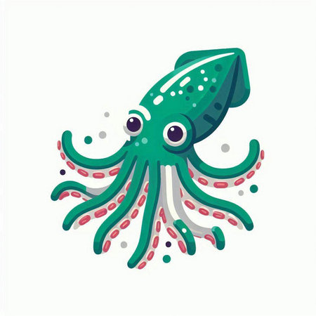 Cute cartoon octopus. Vector illustration isolated on white background.のイラスト素材