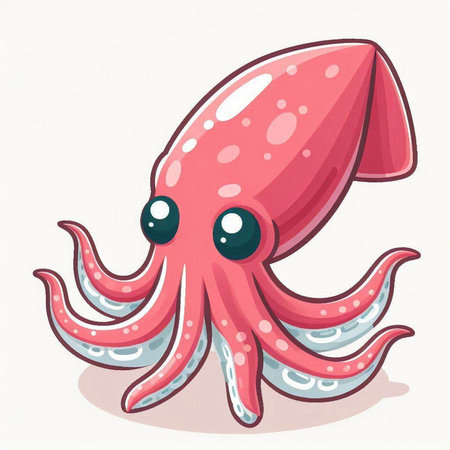 Cute cartoon octopus on a white background. Vector illustration.のイラスト素材