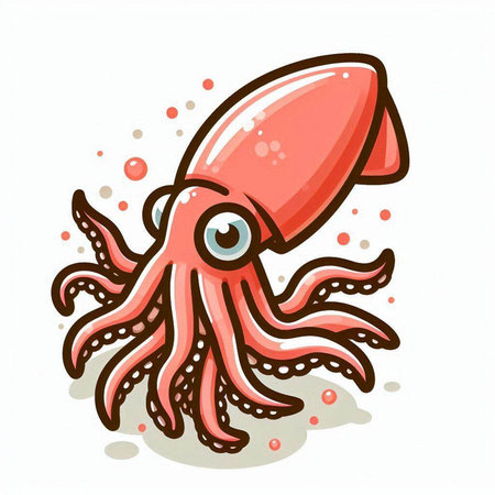 Illustration of a cute cartoon octopus on a white background.のイラスト素材