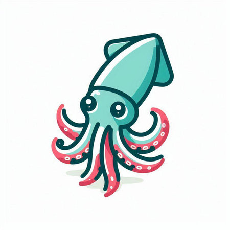Cute cartoon octopus isolated on white background. Vector illustration.のイラスト素材